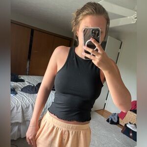 Black scalloped edge tank top